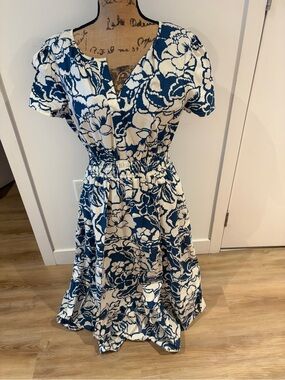 Cynthia Rowley Blue and White Floral Midi Dress